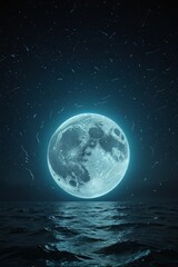 Naklejka premium Blue Moon over the Sea.