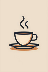Obraz premium Minimalist Steaming Coffee Cup Icon for Beverage Representation in Digital Contexts