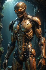 Fototapeta premium Cybernetic Humanoid in a Fantasy Setting.