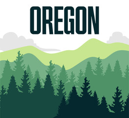 Fototapeta premium oregon state with beautiful forest and sky background