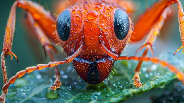 Leaf cutter ant close-up in the style of Nikon D850, macro photography, 32k UHD, National Geographic photo, high detailed, focus stacking