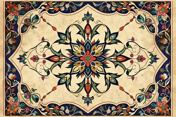 Naklejka premium Arabian Jasmine Motif on Cream Background with Warm Earthy Color Palette