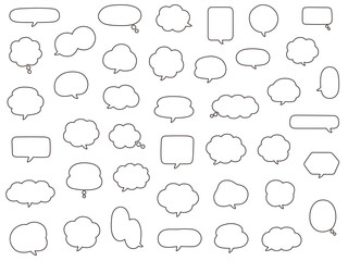 シンプルなふきだしのベクターイラストセット　ふきだし　フレーム　