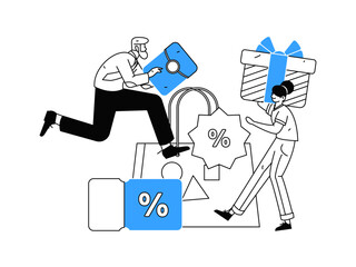 Online shopping e-commerce coupon concept flat vector concept operation hand drawn illustration

