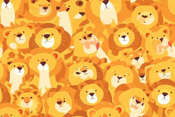 Cute lions seamless pattern