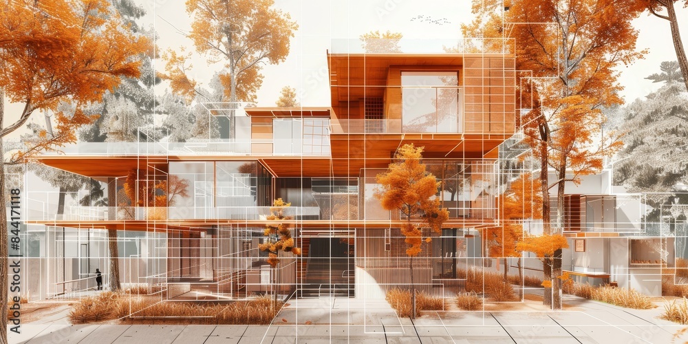 Leinwandbilder Grid-based layout techniques for architectural rendering