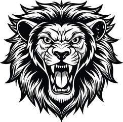 angry lion head mascot isolated on white background eps 10