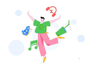 Music characters scene flat vector concept operation illustration
