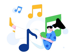 Music characters scene flat vector concept operation illustration
