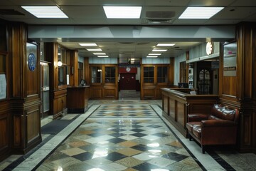 Enhanced relevance  interior glimpse of a police station building for optimal search results