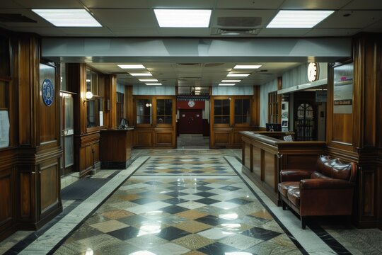 Enhanced relevance  interior glimpse of a police station building for optimal search results
