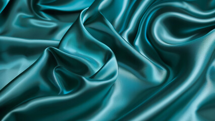 Obraz premium Shimmering Turquoise Silk Fabric with Luxurious Texture and Shine