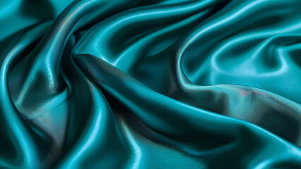 Obraz premium Luxurious Teal Silk Fabric: Smooth and Lustrous Satin Texture