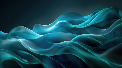 Obraz premium 3d render wavy green silk shapes abstract background