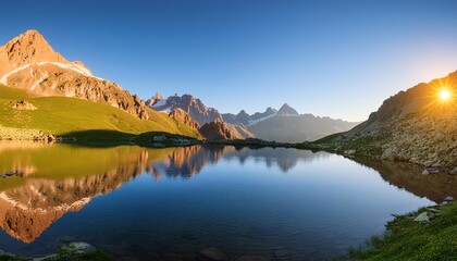 Serene mountain landscape with reflection