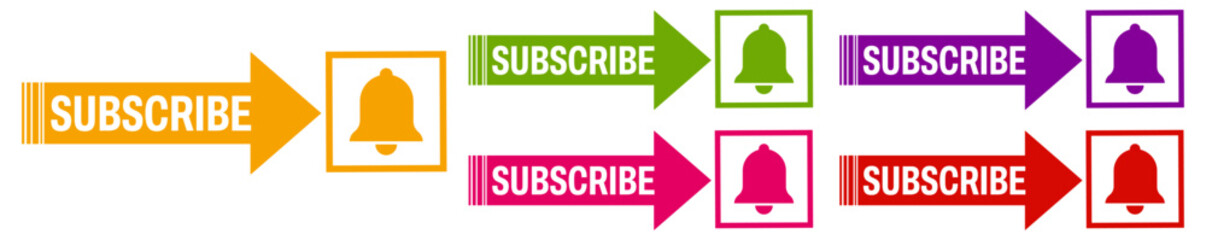 set subscribe sign social media template design vector illustration	
