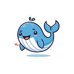 whale mascot vector in simple cartoon style