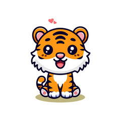 vector cute tiger mascot in simple cartoon style