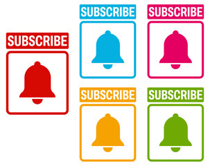 set collection colorful trendy subscribe sign icon. subscribe notification labels template design vector illustration