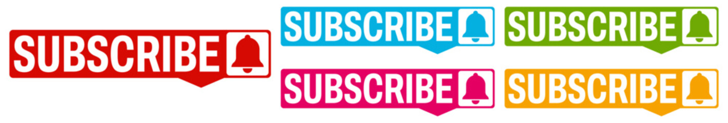 set collection colorful trendy subscribe sign icon. subscribe notification labels template design vector illustration