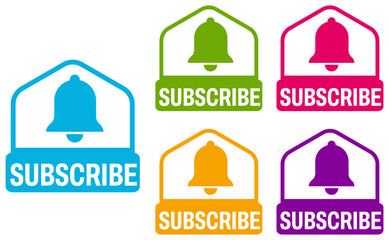 Fototapeta premium set collection colorful trendy subscribe sign icon. subscribe notification labels template design vector illustration