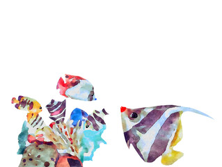 水彩画の熱帯魚