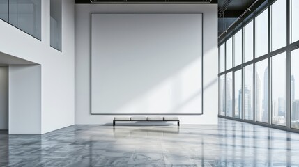 Modern Minimalist Interior with Large Blank Canvas.