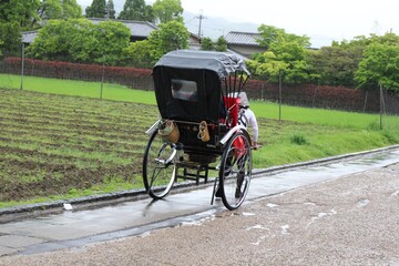Pulled rickshaw in Arashiyama, Kyoto, Japan