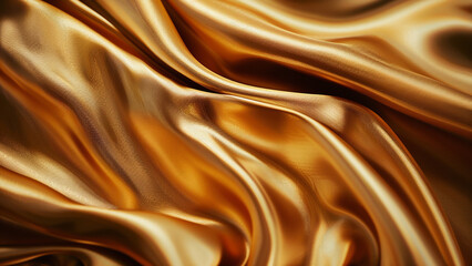 Obraz premium Luxurious Golden Silk Fabric with Elegant Folds and Soft Texture in High Definition
