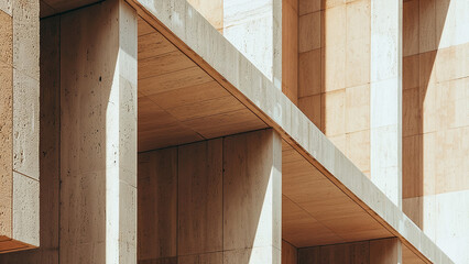 Close-Up of Modern Geometric Architectural Structure with Warm Tones