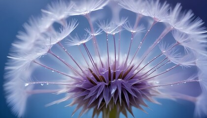 close up dandelion on blue, background wallpaper 