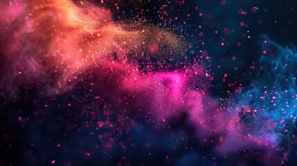 Vivid Colored Fractal Particles Amidst a Dark Sky - A Symphony of Dynamic Energy and Creativity