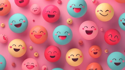Happy faces arranged in a visually stunning layout pattern, inspiring wonder