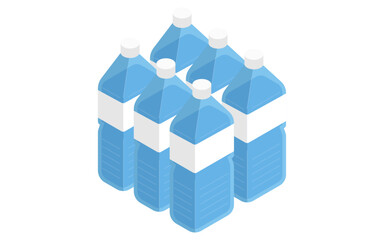Eemergency kit of mineral water, simple isometric illustration