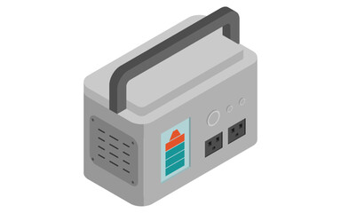 Eemergency kit of Emergency battery, simple isometric illustration