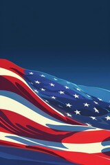 Obraz premium Minimalist depiction of an American flag gently waving.