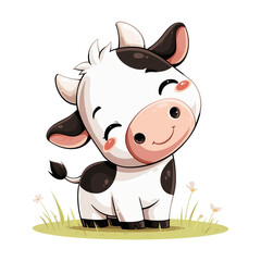 Cute cow animal cartoon character illustration 