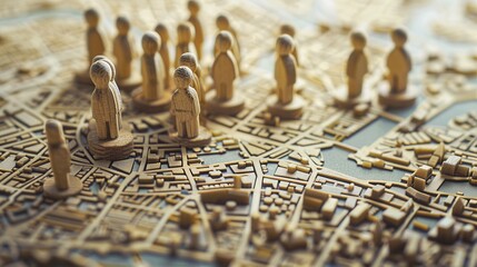 Wooden game pieces scattered over a detailed board map, showing strategic planning