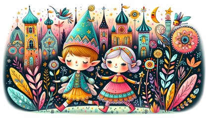 ilustración infantil, wallpaper, cuento de hadas, fantasía, variopinto, hada, gigante, tigre, león, mono, elefante rey, villano, storybook, ilustración, arte, animal, diversión, felinos, flor, bebé