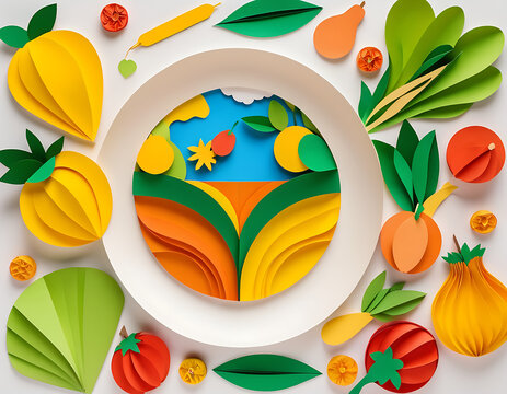 World Food Day Concept. Paper Art Work of World Food Day
