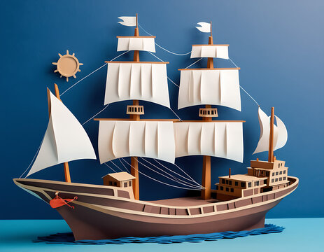 World Maritim Day 2024. Paper Art Work of Ship and Ocean - Powered by Adobe