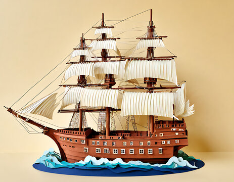 World Maritim Day 2024. Paper Art Work of Ship and Ocean