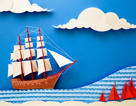 World Maritim Day 2024. Paper Art Work of Ship and Ocean - Powered by Adobe