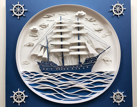 World Maritim Day 2024. Paper Art Work of Ship and Ocean