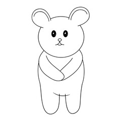 Continuous line drawing of cute wild bear. Draw design vector graphic illustration