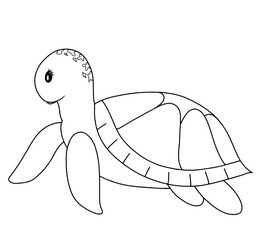 Continuous line drawing of Sea turtle icon. Draw design reptile vector graphic illustration