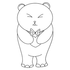 Continuous line drawing of cute wild bear. Draw design vector graphic illustration