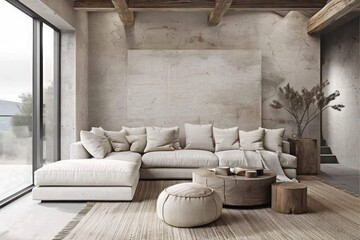 Sleek Home Decor: Minimalist Interior Design of Living Room with Rustic Touches, Modern Style