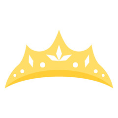 Golden Crown Tiara Icon Isolated on a White Background. Vector Illustration in Flat Style.