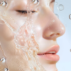 Fototapeta premium 3D background of water biological and organic glass technology molecules About beauty and cosmetic skin